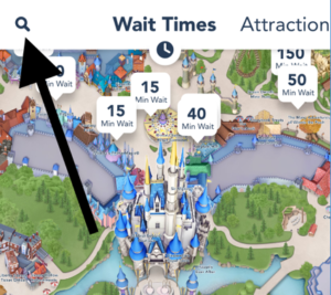 You can move the map around and see wait time bubbles for all four theme parks. Or, you can tap on the filter button to see one park at a time. Tap on the List View to the right of the filter to see that park’s wait times from shortest to longest.