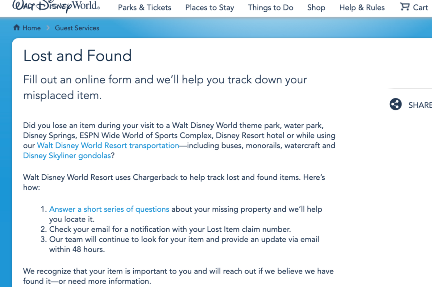 lost item disney world